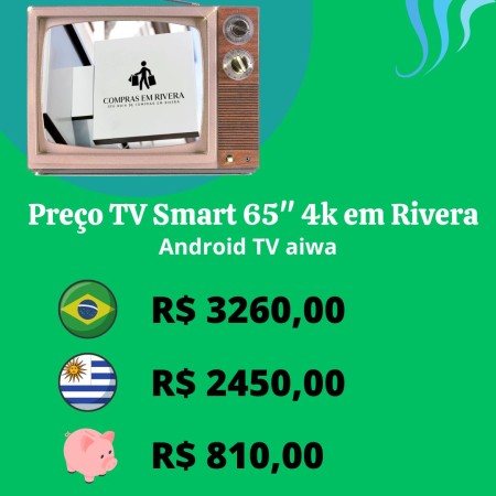 Preço TV 65 polegadas nos free shops de Rivera. 